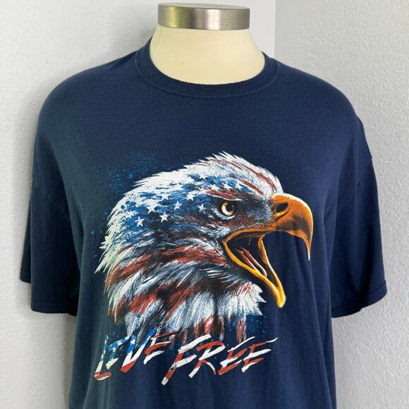Navy Live Free Eagle Patriotic T-Shirt - Picture 2 of 6